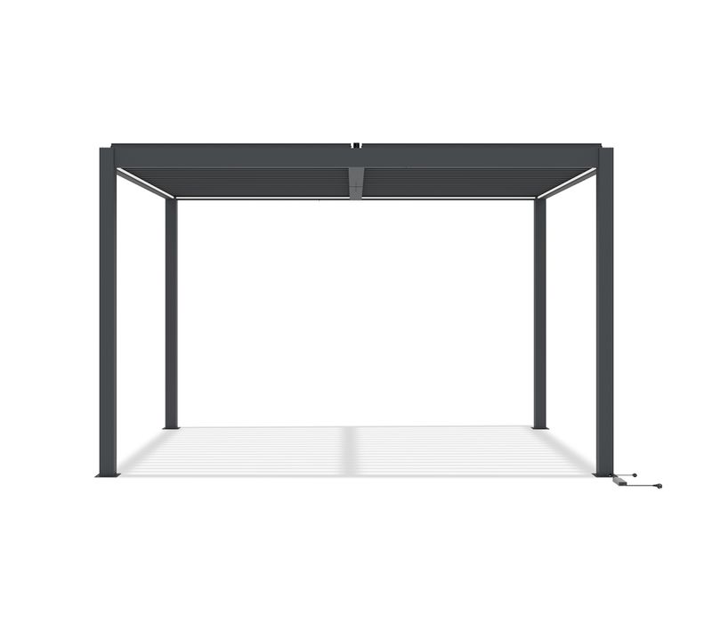 Pergola Bioclimatique Motorisée 4x3m Autoportée à LED Agosta Hauteur 250cm - Aluminium Gris