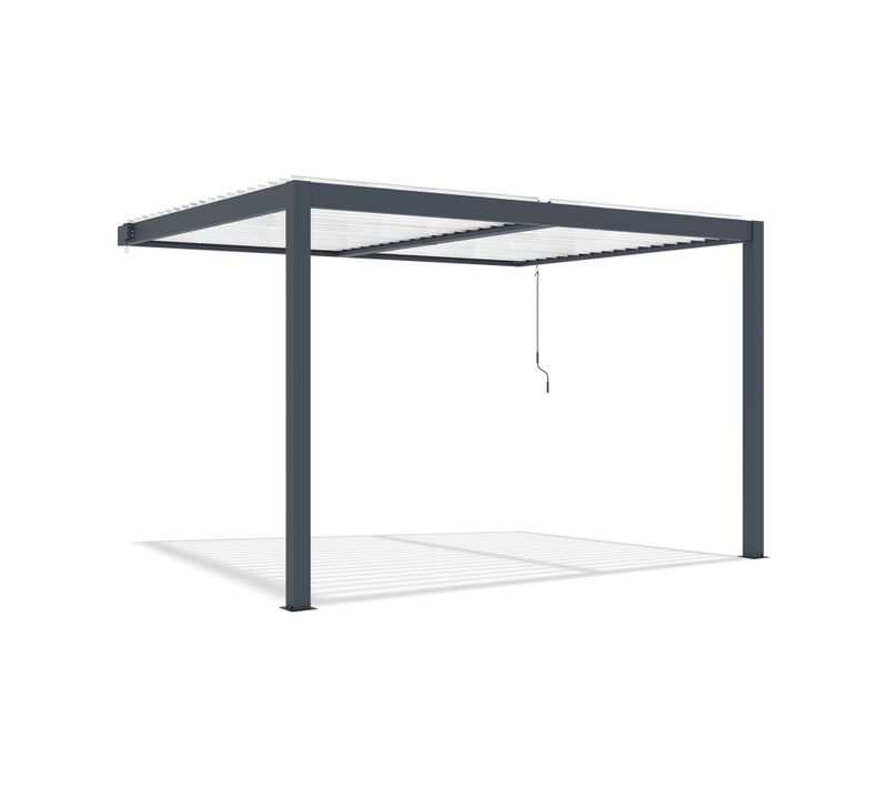Pergola Bioclimatique 4x3m Adossée Agosta Hauteur 250cm - Aluminium Gris Lames Blanches