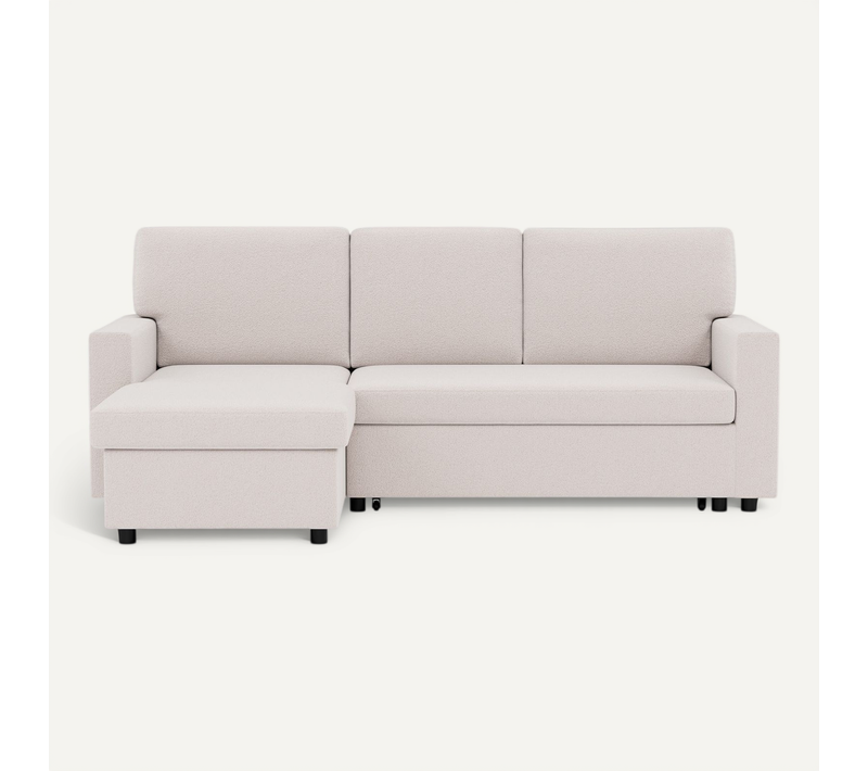 Meiya - Canapé D'angle Réversible 4 Places Convertible Avec Coffre En Tissu Bouclette