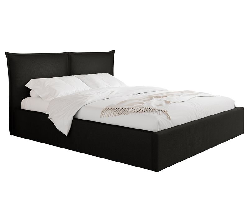 Lit Coffre Queen Size 160x200 Cm En Velours John Noir