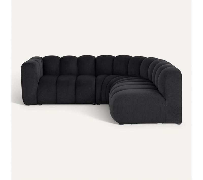 Debbie - Canapé Modulable D'angle Droit 4 Places Avec Accoudoir En Tissu Texturé