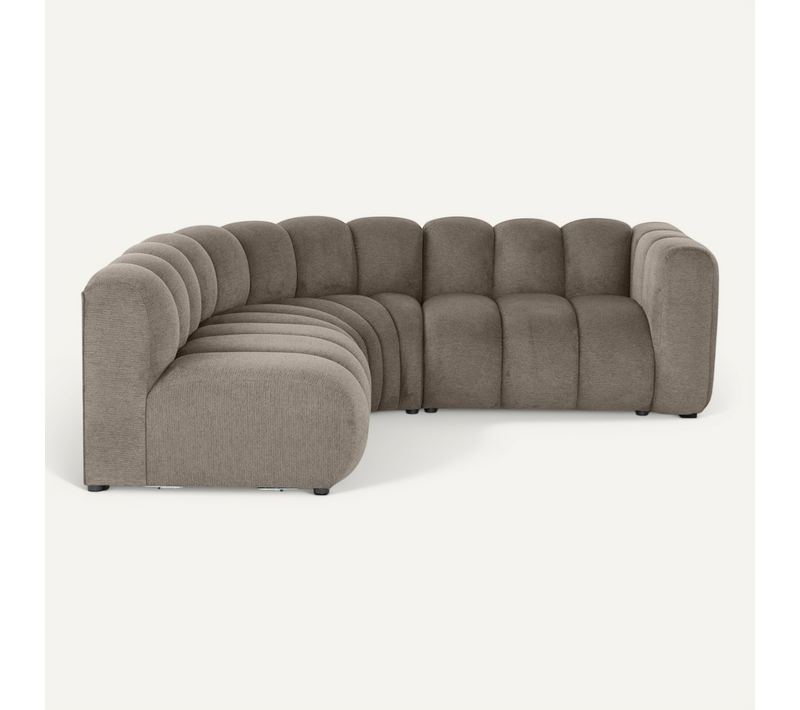 Debbie - Canapé Modulable D'angle Gauche 4 Places Avec Accoudoir En Tissu Texturé