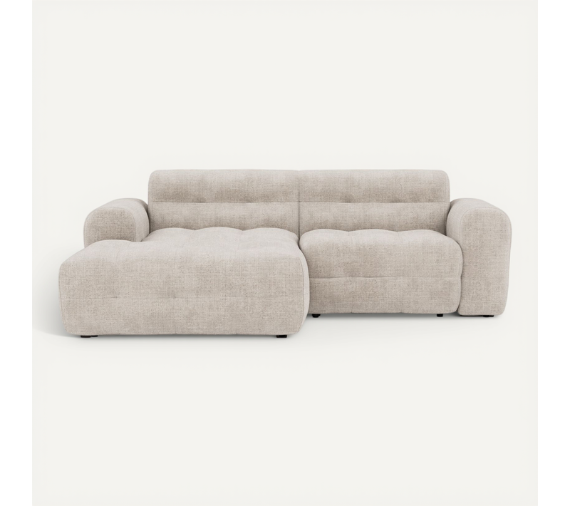 Diane - Canapé D'angle Gauche 4 Places En Velours Texturé Beige