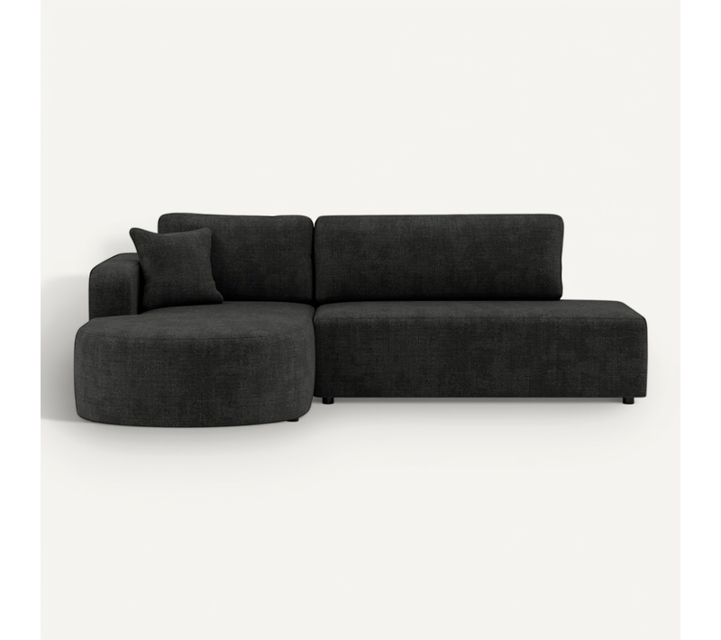 Canapé Angle Gauche Convertible 4 Places Miro En Velours Texturé Gris Anthracite