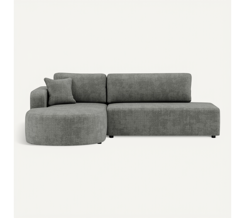 Canapé Angle Gauche Convertible 4 Places Miro En Velours Texturé Gris