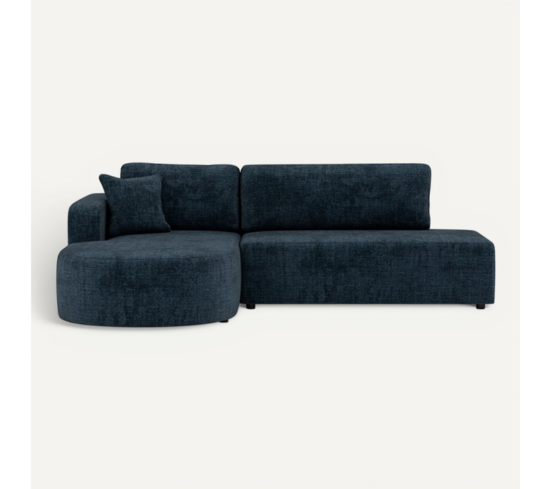 Canapé Angle Gauche Convertible 4 Places Miro En Velours Texturé Bleu