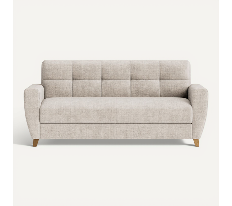 Canapé Droit Convertible 3 Places Thibault En Velours Texturé Beige