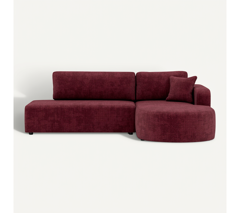 Canapé Angle Droit Convertible 4 Places Miro En Velours Texturé Prune