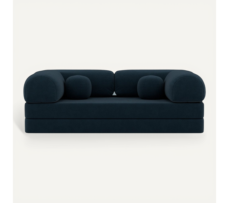 Canapé Droit Convertible 3 Places Nebula En Velours Texturé Bleu