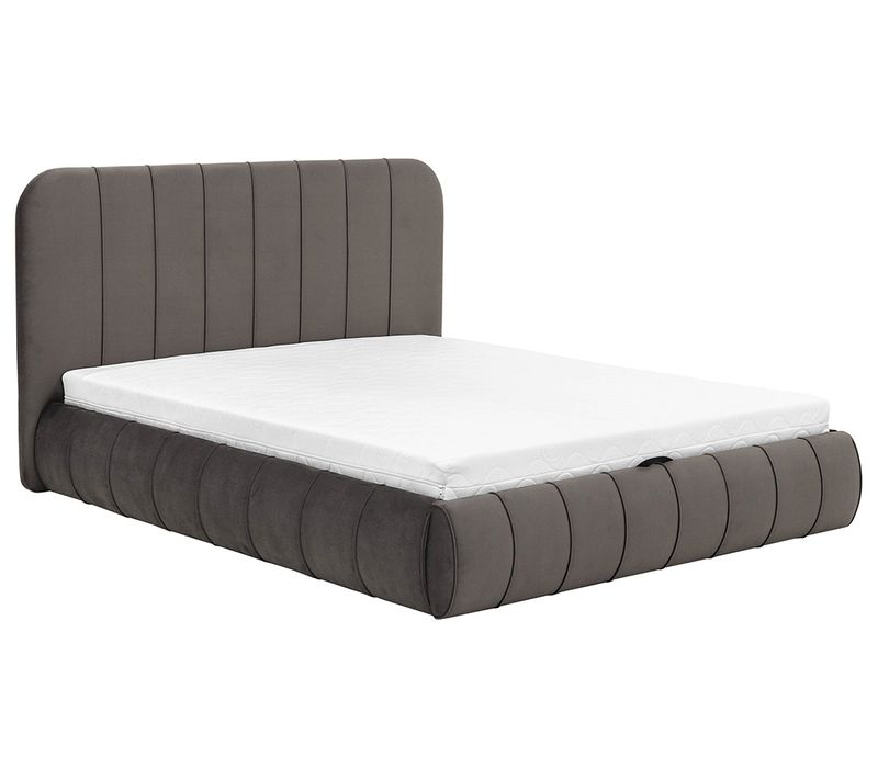Lit Coffre En Velours  Cm Gris 180x200 cm