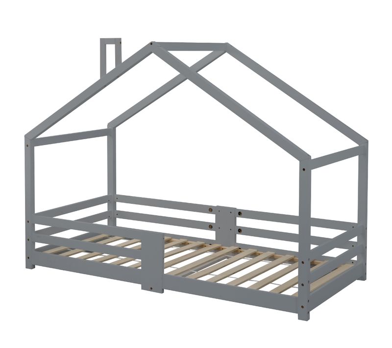 Lit Cabane Pour Enfant En Bois De Pin, Avec Protection Contre Les Chutes, Sommier à Lattes