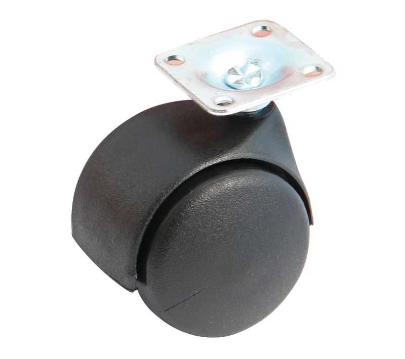 Roulette Double Galet Noire 40mm Platine Carré Pivotante En Platine - Avl - 595019a
