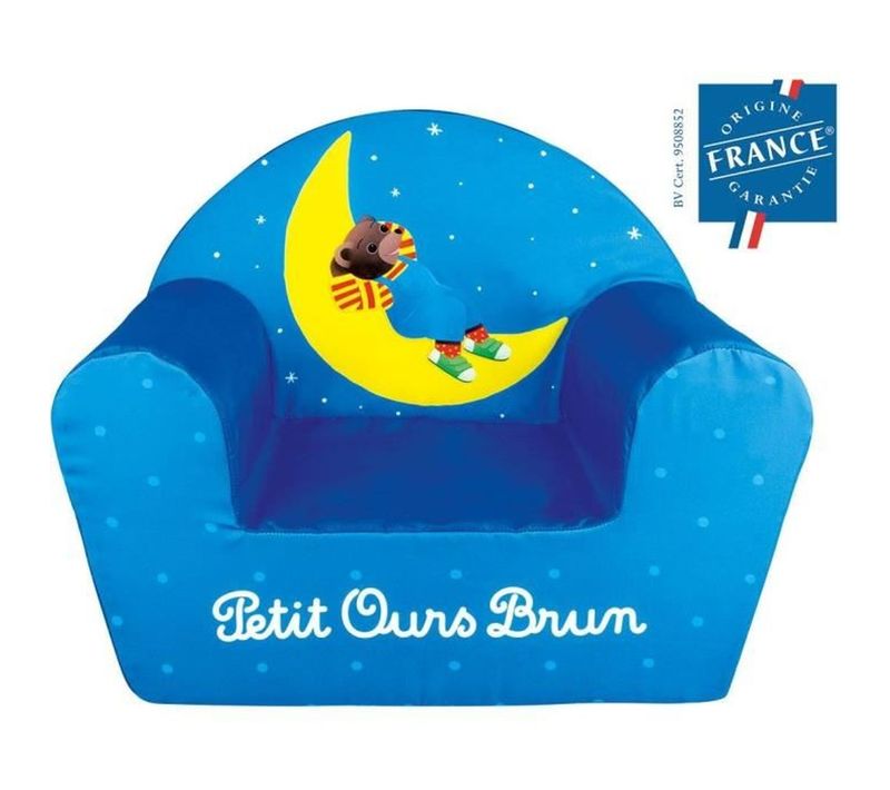 Fauteuil Club Mousse Enfant Petit Ours Brun - Rouge, L52×p33×h42 Cm