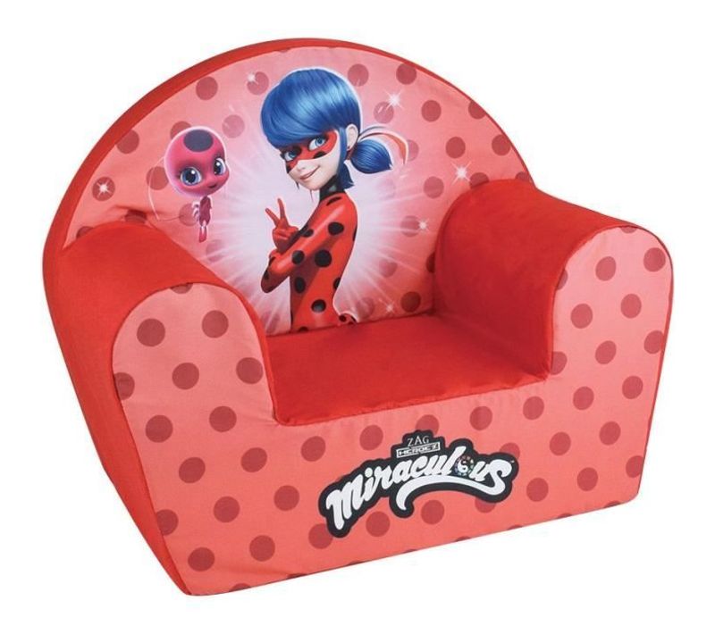 Fauteuil Club Enfant Miraculous Ladybug - L52 X P33 X H42 Cm, Housse Lavable
