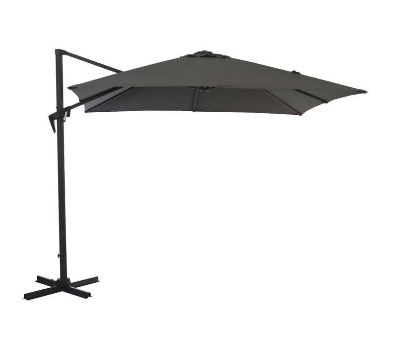 Parasol Déporté Carré En Aluminium 3x3m Roma Gris