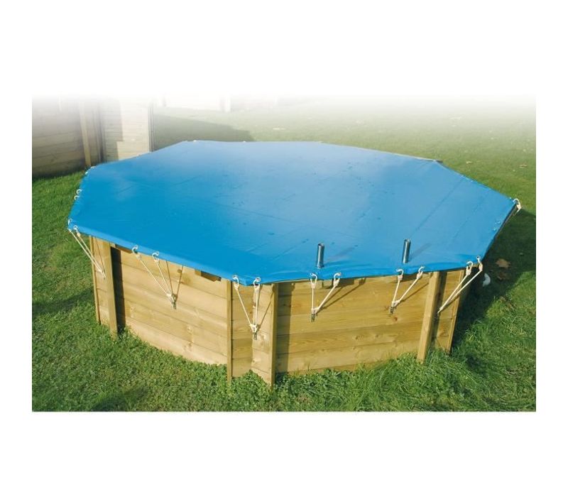 Bâche D'hiver Et De Sécurité Pour Piscine Bois - Octogonale 400x610 - 550gr - Nf P 90-308