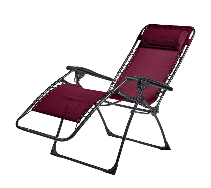 Lot De 2 Fauteuils Relax En Acier - Pliant - Bordeaux - Palavas