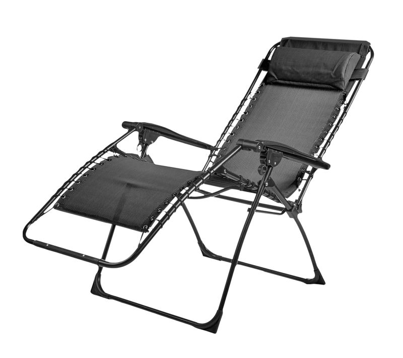 Lot De 2 Fauteuils Relax En Acier - Pliant - Gris Anthracite - Palavas