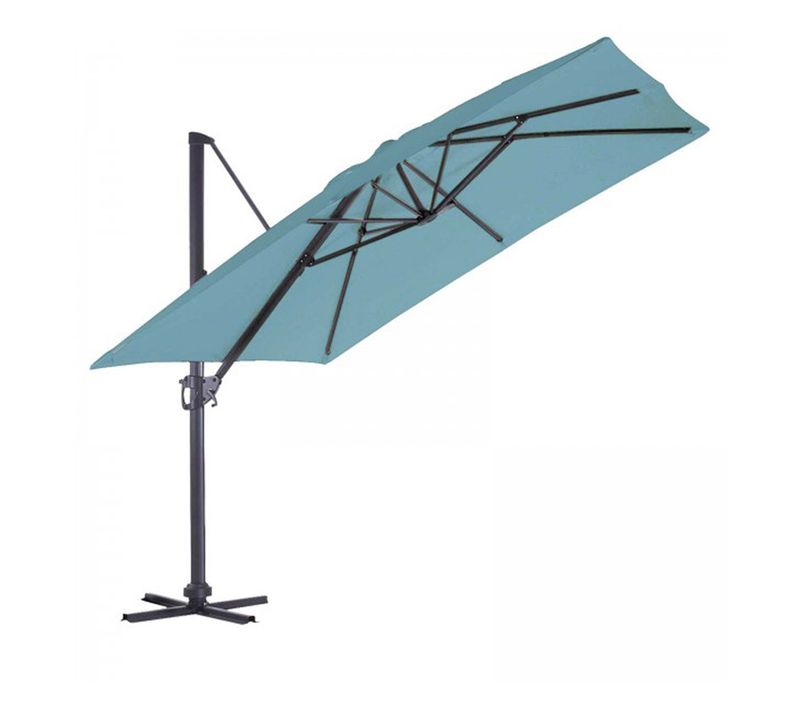 Parasol En Aluminium à Pied Déporté De 3 X 3 M - 3 M - Bleu Pétrole