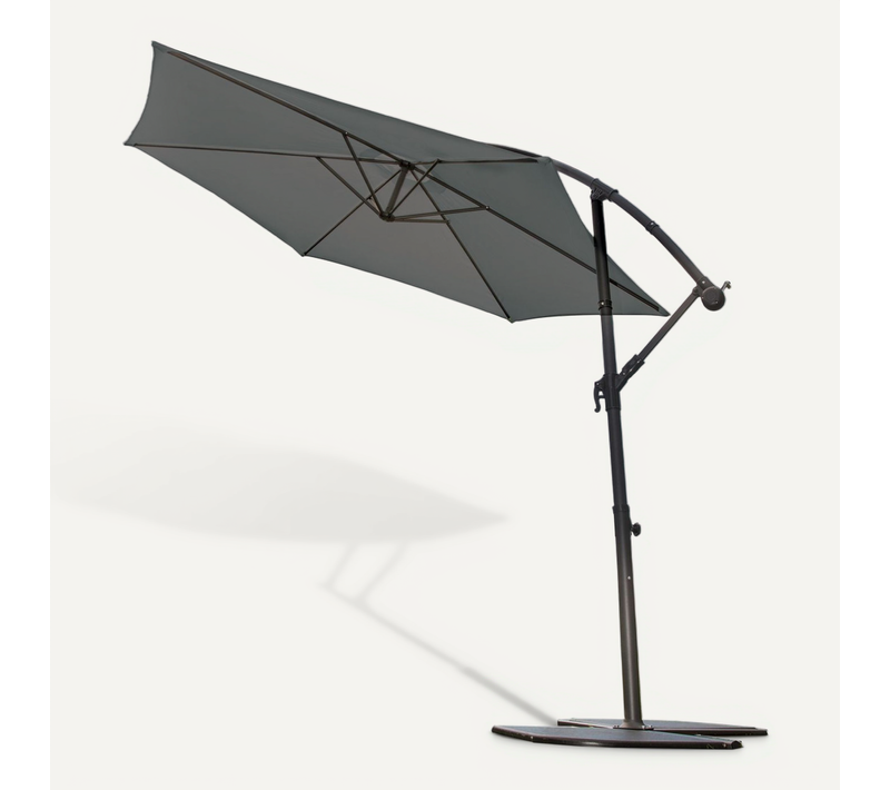 Parasol Déporté Inclinable Rond Almeria - Diam. 300 Cm - Gris Anthracite