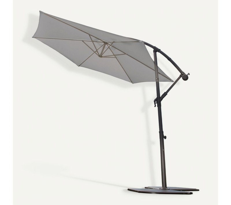 Parasol Déporté Inclinable Rond Almeria - Diam. 300 Cm - Gris Perle