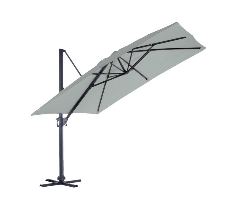Parasol Déporté Inclinable Carré Almeria - L. 300 X L. 300 Cm - Gris Perle
