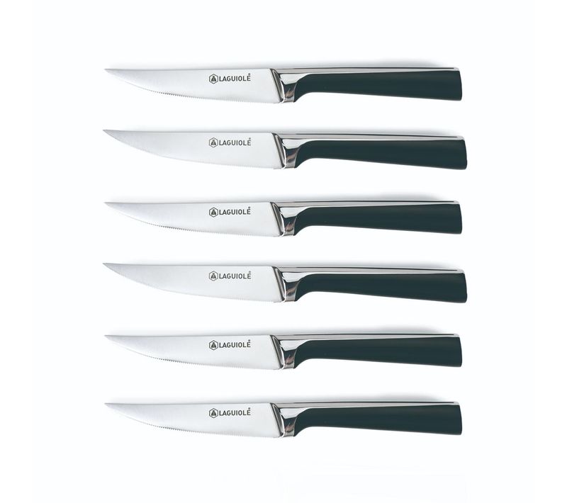 Set De 6 Couteaux à Steak En Acier Noir - "scintibois"