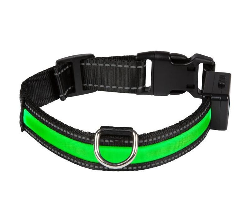 Collier Lumineux Light Collar Rechargeable M Vert Pour Chien