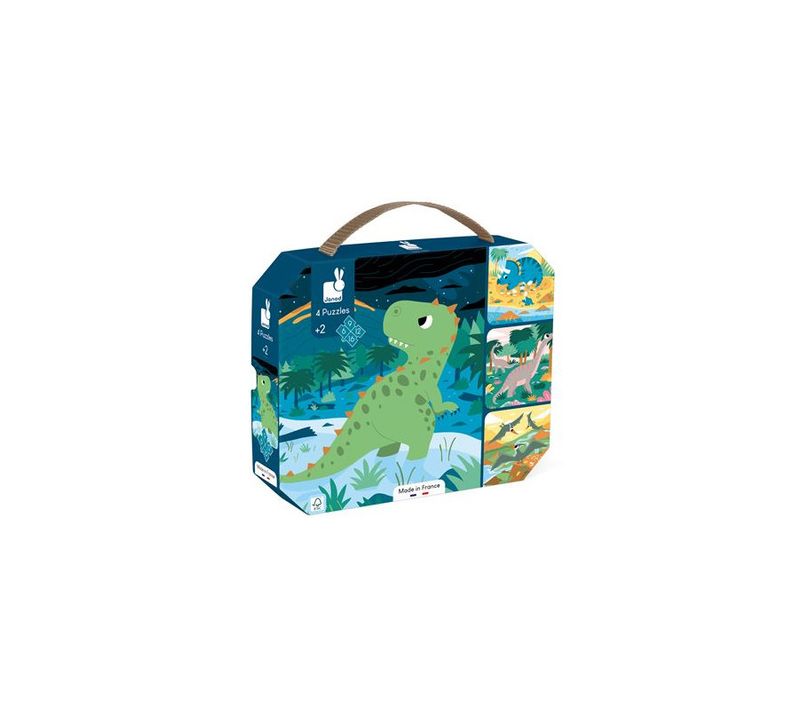 4 Puzzles Dinosaures Évolutifs Version Made In France De 6 à 16 Pièces