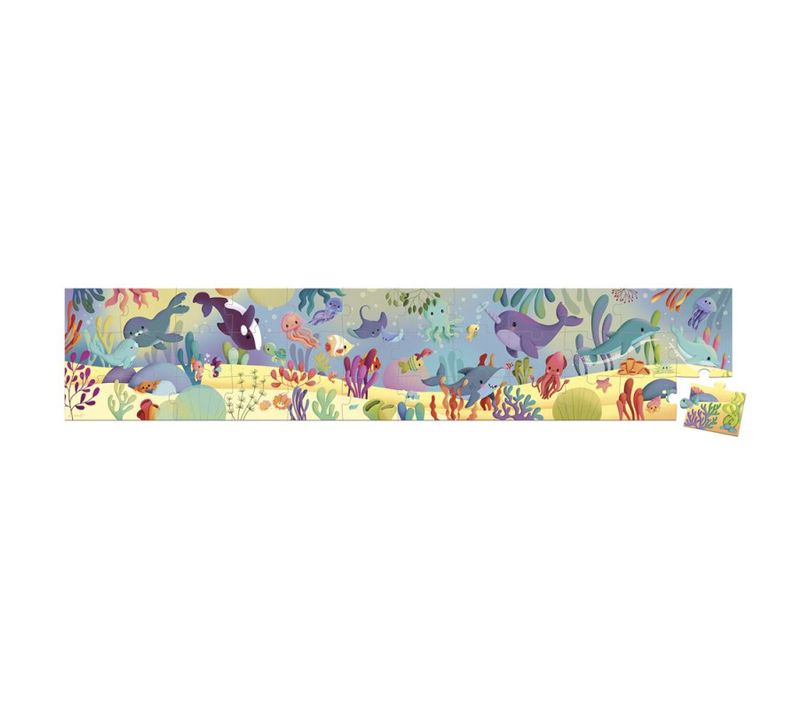 Puzzle En Carton Frise Les Animaux Marins Avec Poster 36 Pièces