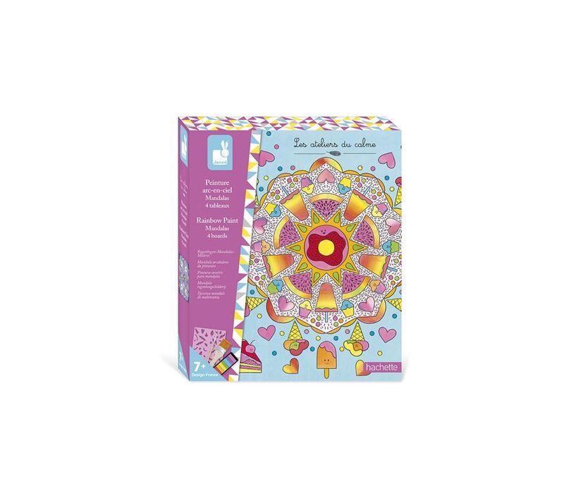 Kit Créatif  Peinture Arc En Ciel Mandalas 4 Tableaux
