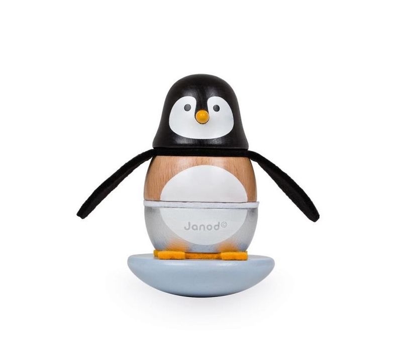 Culbuto Pingouin Zigolos En Bois Massif Jouet à Traîner Pour Enfant De 1 An Et Plus