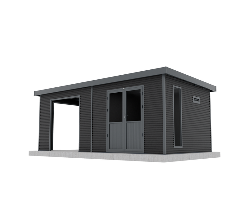 Abri De Jardin En Bois Composite Onyx 63 - 18m² - Gris