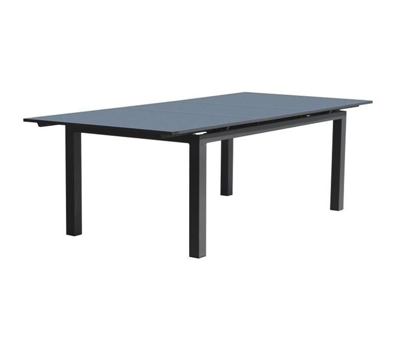 Table De Jardin Rectangulaire Extensible - Gris Anthracite - Alu - 12 Pers - 240/300x100 Cm - Miami