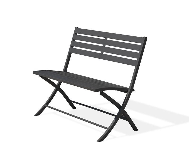 Banc De Jardin Pliant En Aluminium  - Gris Anthracite - Marius