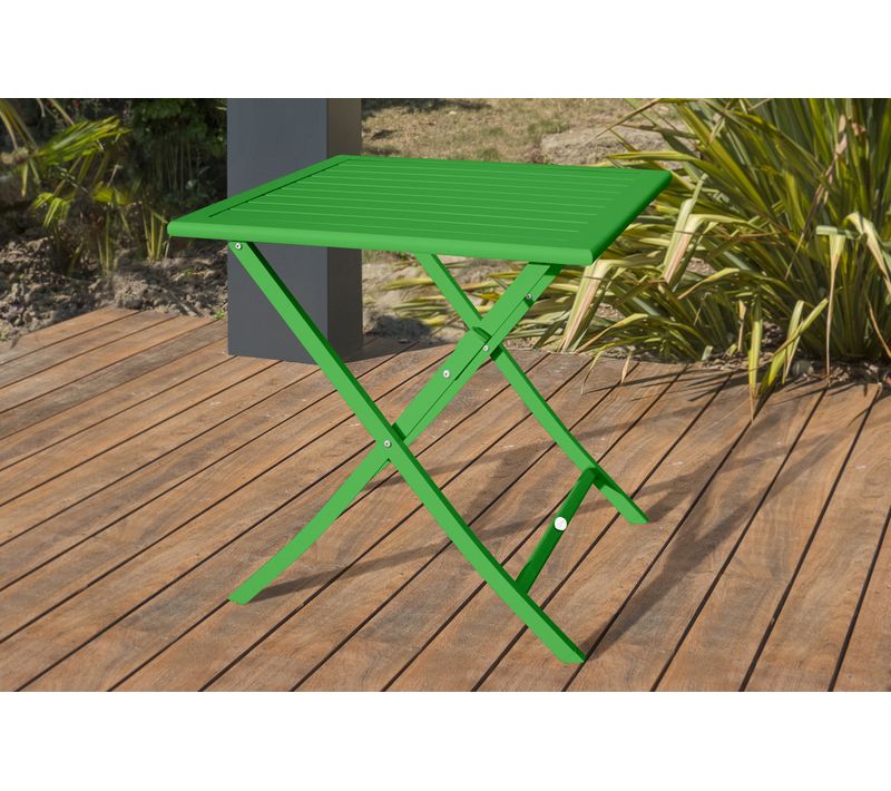 Table De Jardin Pliante En Aluminium - Vert Prairie - Marius