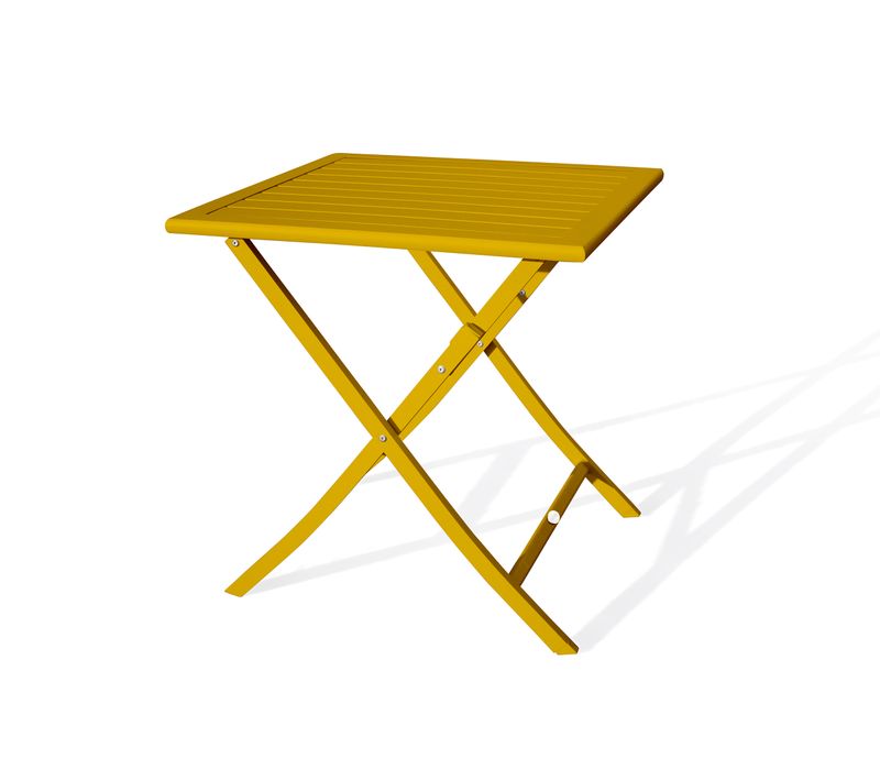 Table De Jardin Pliante En Aluminium - Jaune Moutarde - Marius