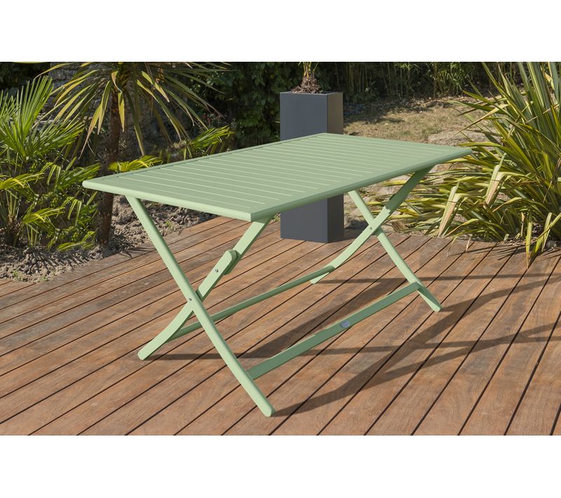 Table De Jardin Pliante En Aluminium - Vert Lagune - Marius