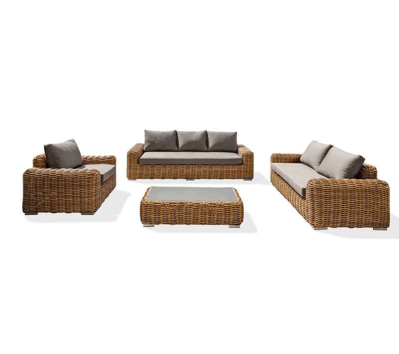 Salon De Jardin 6 Places En Résine Tressée - Marron - Borabora