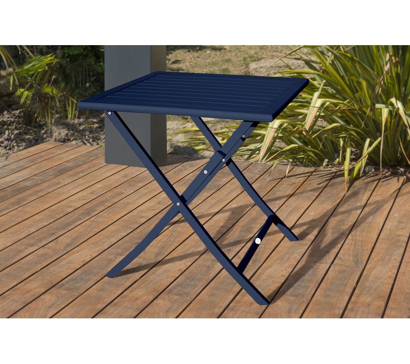 Table De Jardin Pliante En Aluminium - Bleu Marine - Marius