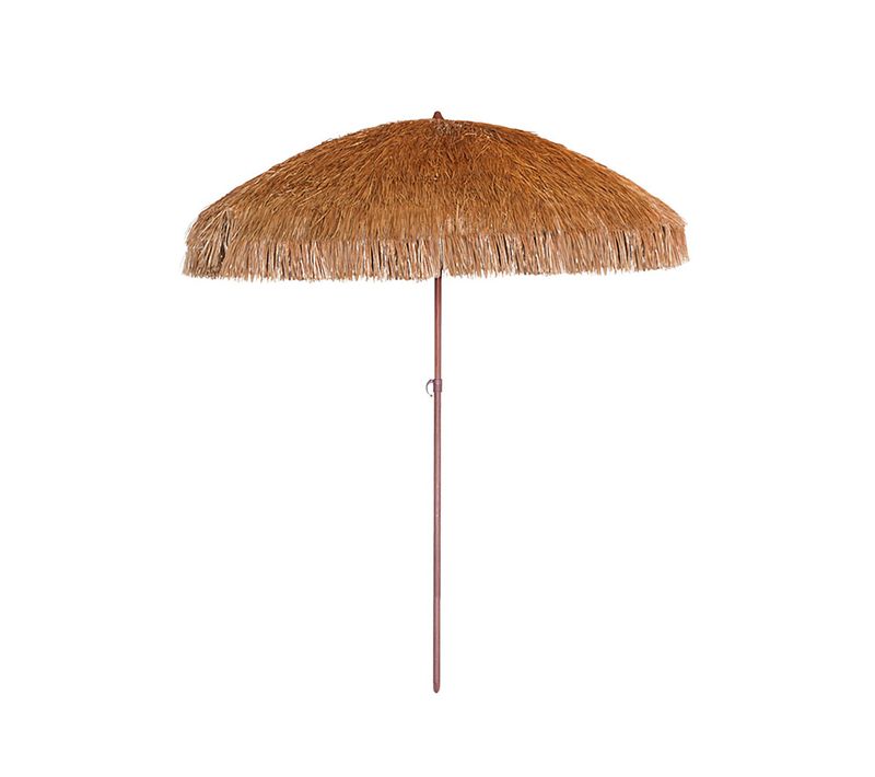 Parasol Clair à Franges En Acier Finition Bois Naturel - Marron - Hawai