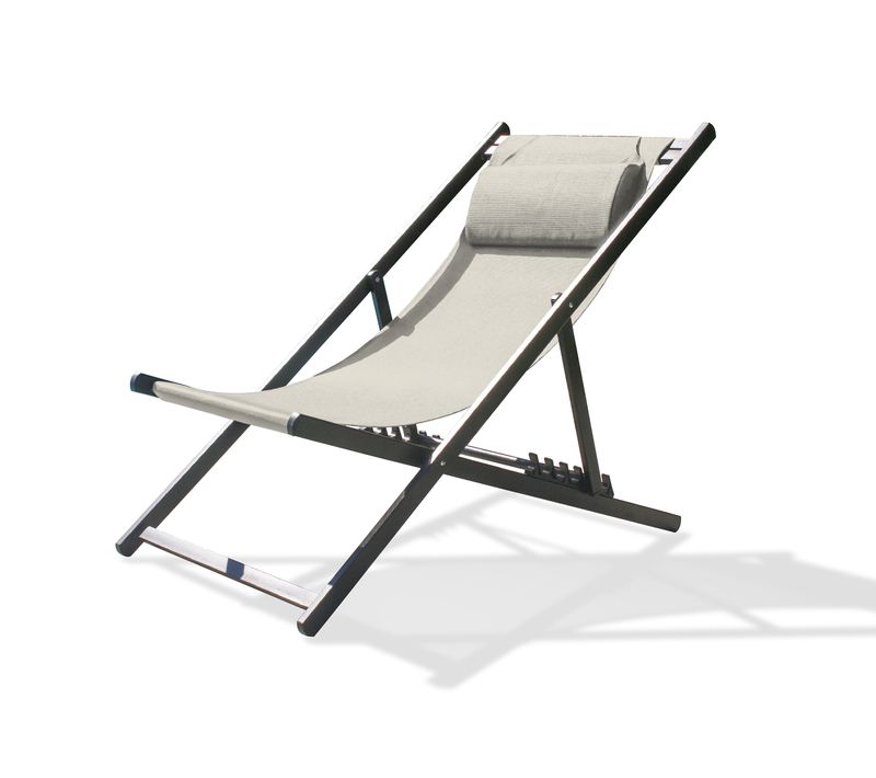 Chilienne Julia En Aluminium Anthracite Et Textilène Gris - Julia