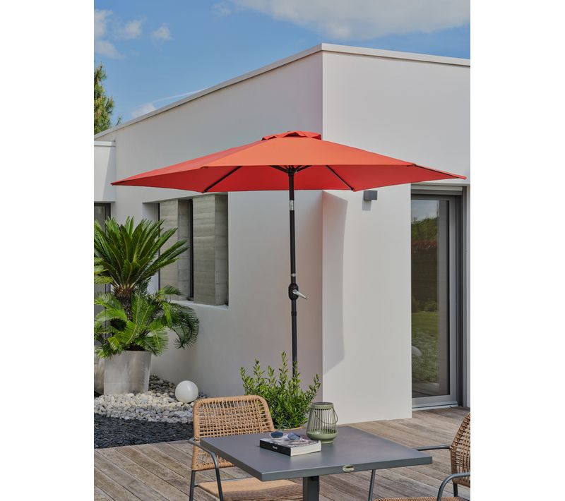 Parasol à Manivelle En Aluminium  Et Toile - Terracotta - Marbella