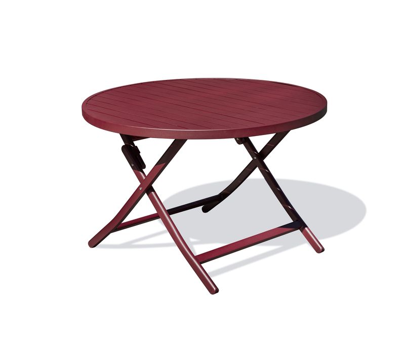 Table De Jardin Ronde Pliante En Aluminium - Rouge Carmin - Marius