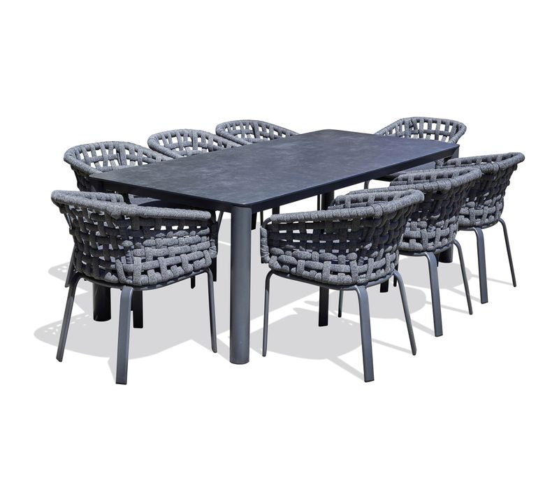 Ensemble Repas Camargue 8 Places Aluminium Plateau Céramique Sur Verre - Camargue