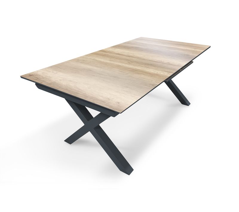 Table De Jardin En Aluminium Et Plateau Hpl Imitation Bois - Floride