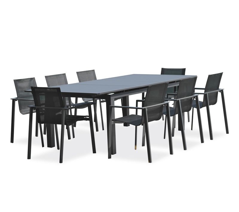 Ensemble Repas De Jardin 8 Places En Aluminium - Gris Anthracite - Alu-miami