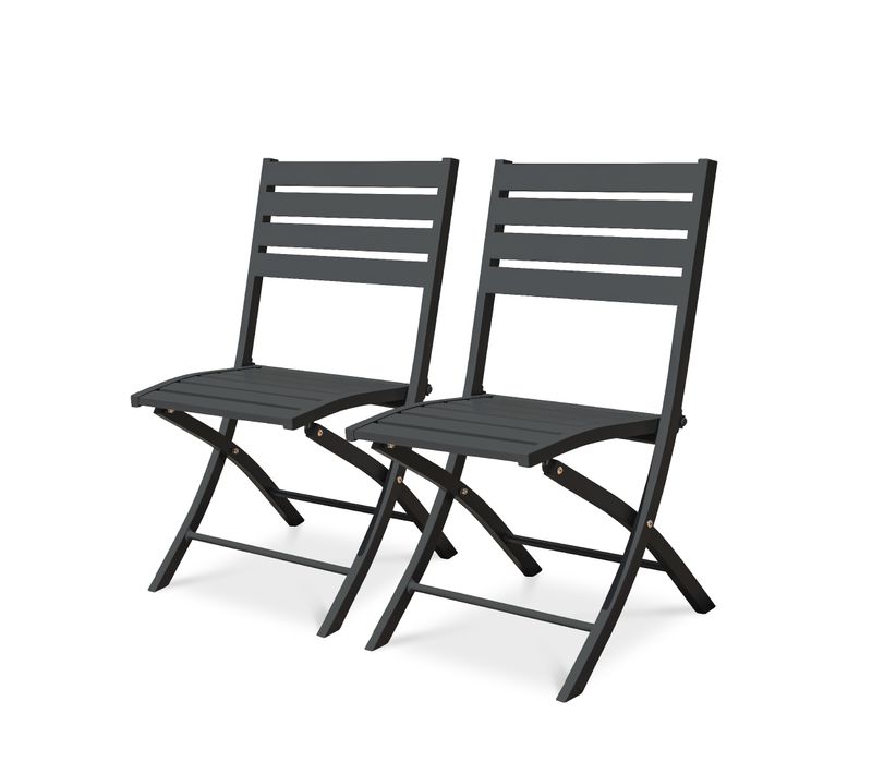 Lot De 2 Chaises De Jardin Marius En Aluminium Anthracite - Marius