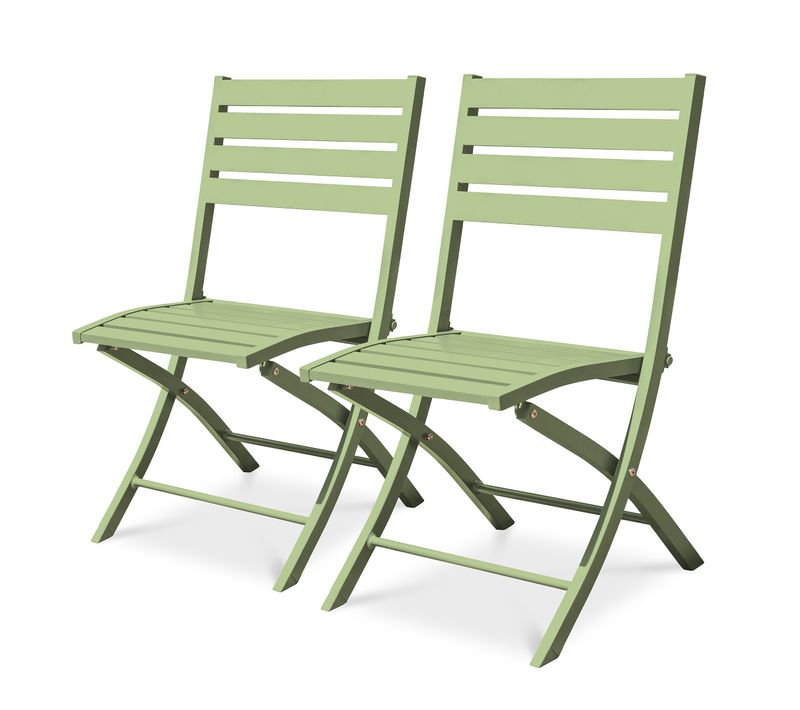 Lot De 2 Chaises De Jardin En Aluminium - Vert Lagune - Marius