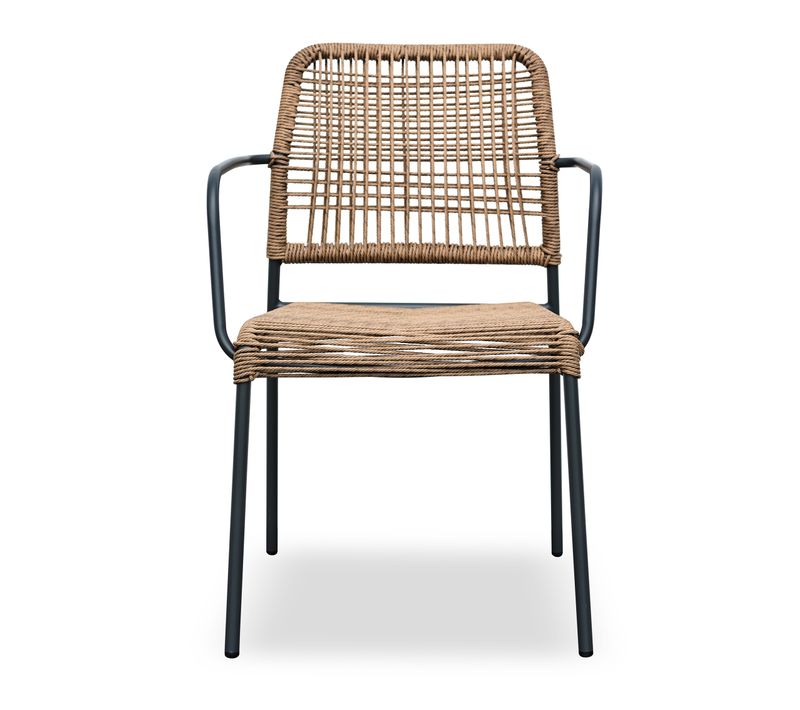 Fauteuil De Jardin Empilable En Corde Et Acier  - Gris Anthracite - Marceau